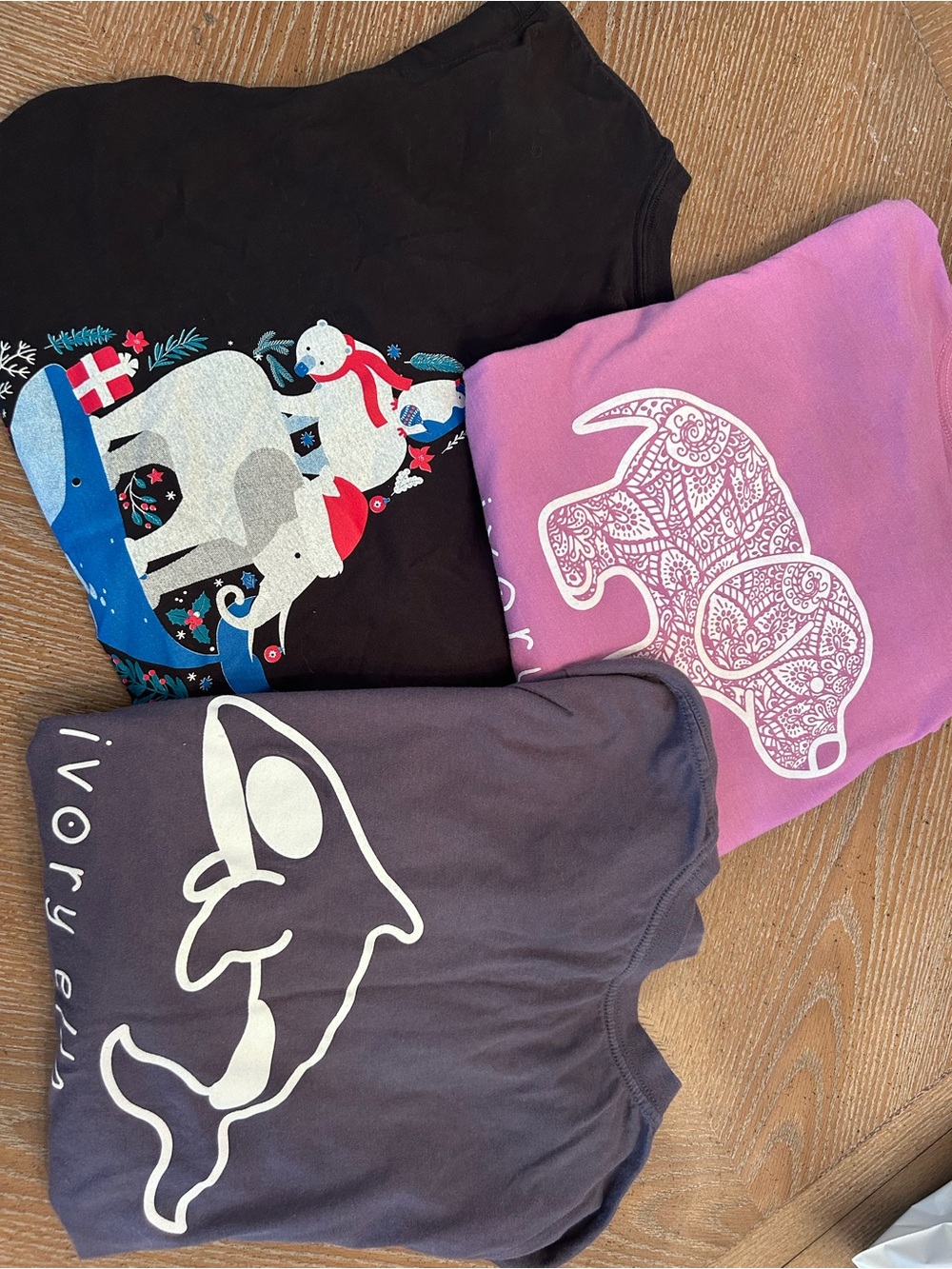 ivory ella Black, Purple, Gray Graphic Long Sleeve Tees - Set of 3